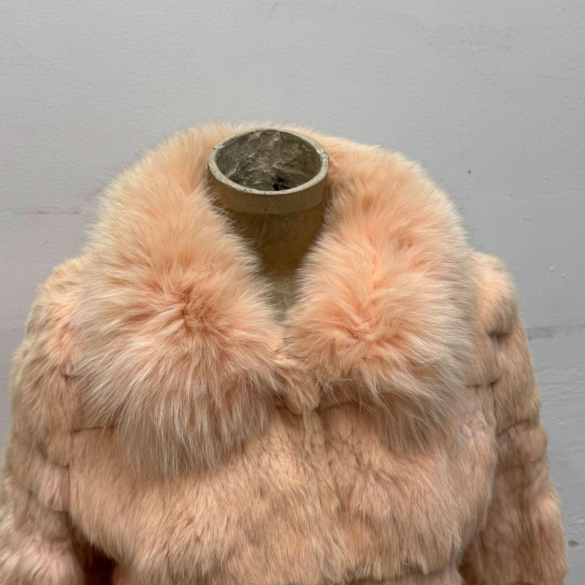 Y2K Vintage Blush Pink Rabbit & Fox Fur Jacket Coat