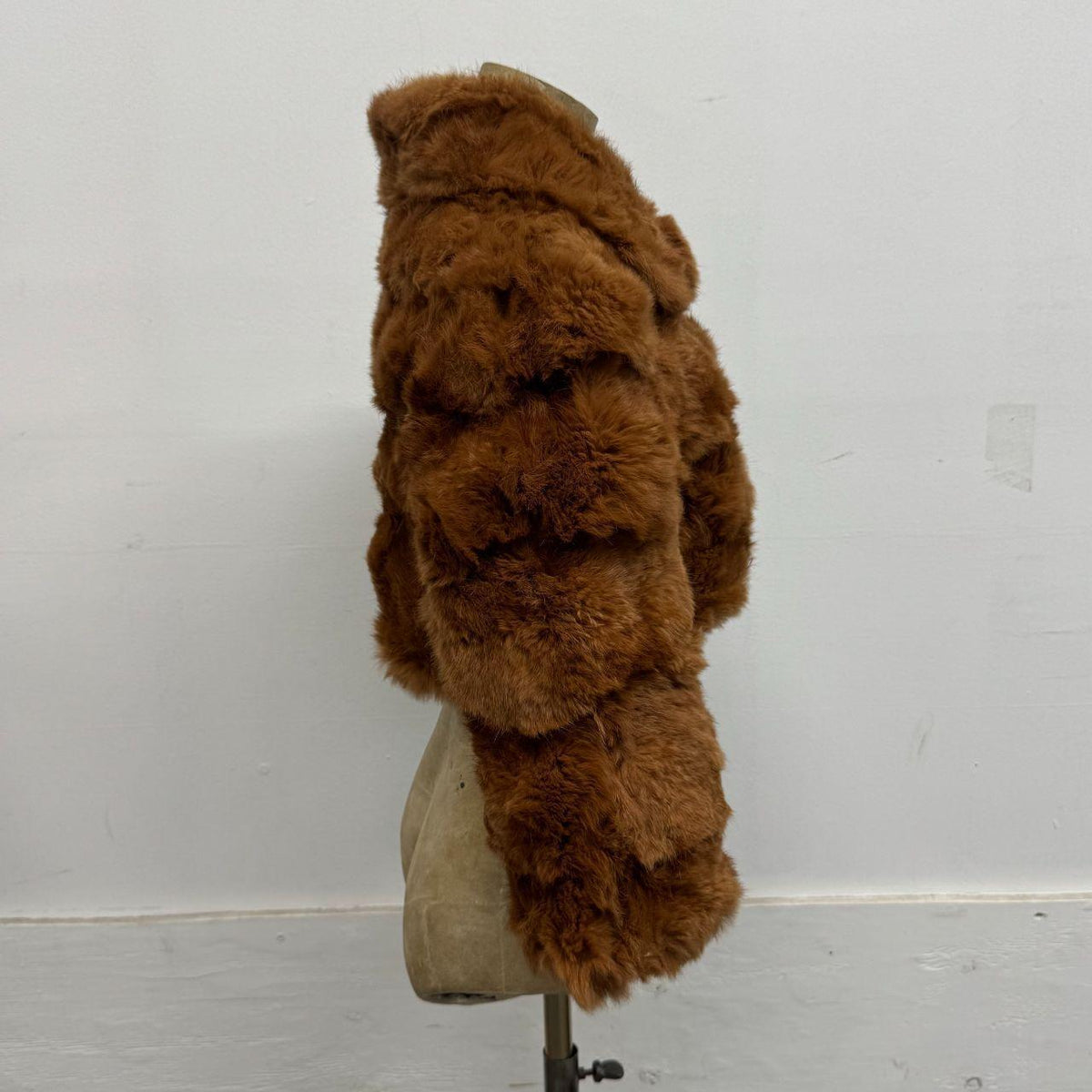 Vintage Y2K Tan Brown Rabbit Fur Jacket Coat Bolero