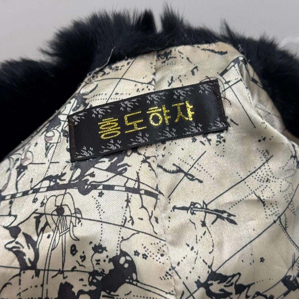 Y2K Vintage Black Rabbit Fur Cropped Jacket Coat
