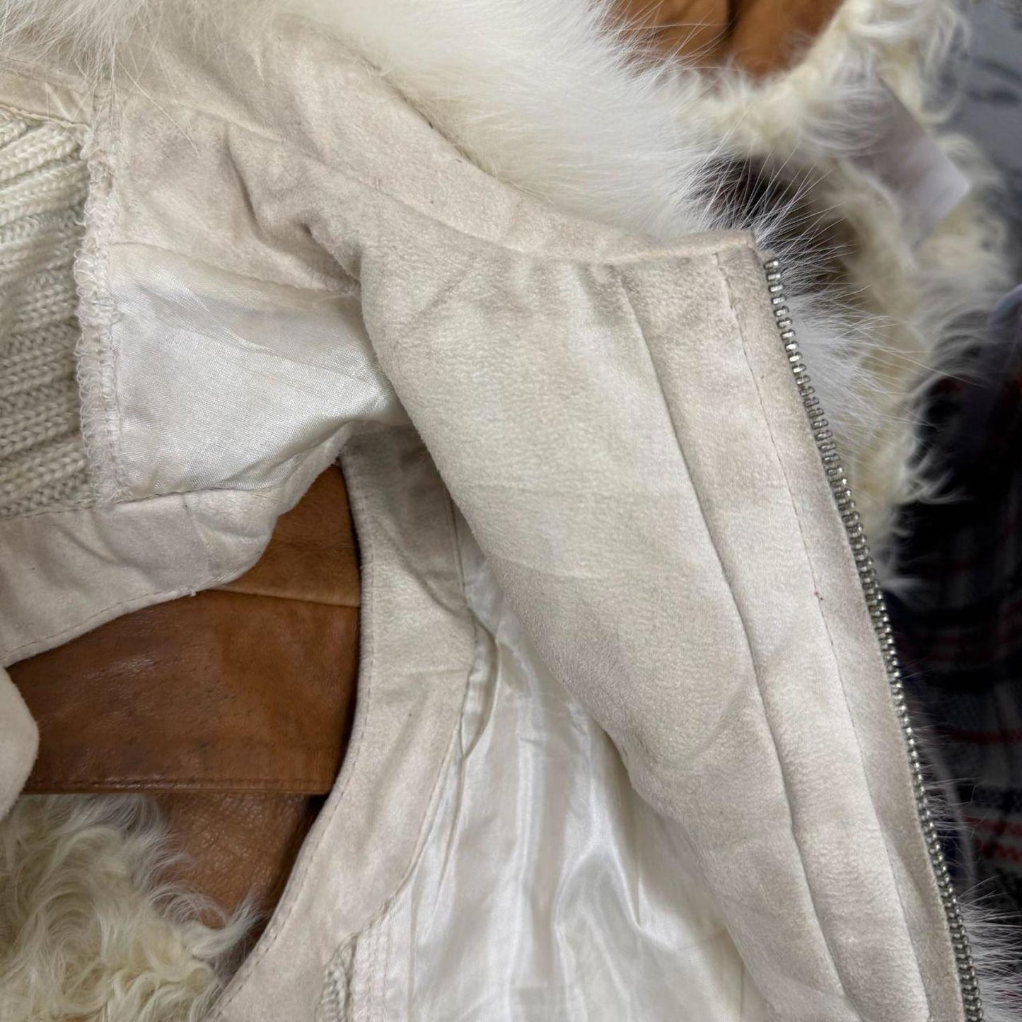 Vintage Y2K Fox Fur & Ribbed Knit Statement Vest