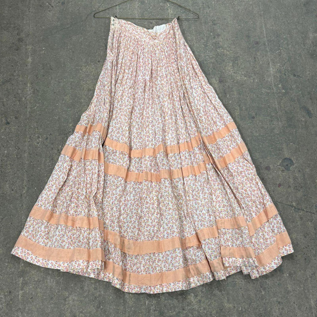 Vintage Film Costume 50s Does Victorian Western Style Prairie Maxi Skirt Pink