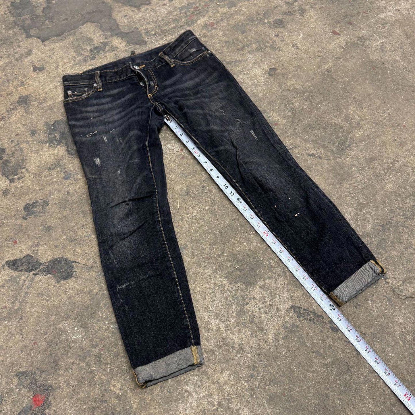 Archival Dsquared² Low Rise Cropped Capri Distressed Skinny Jeans
