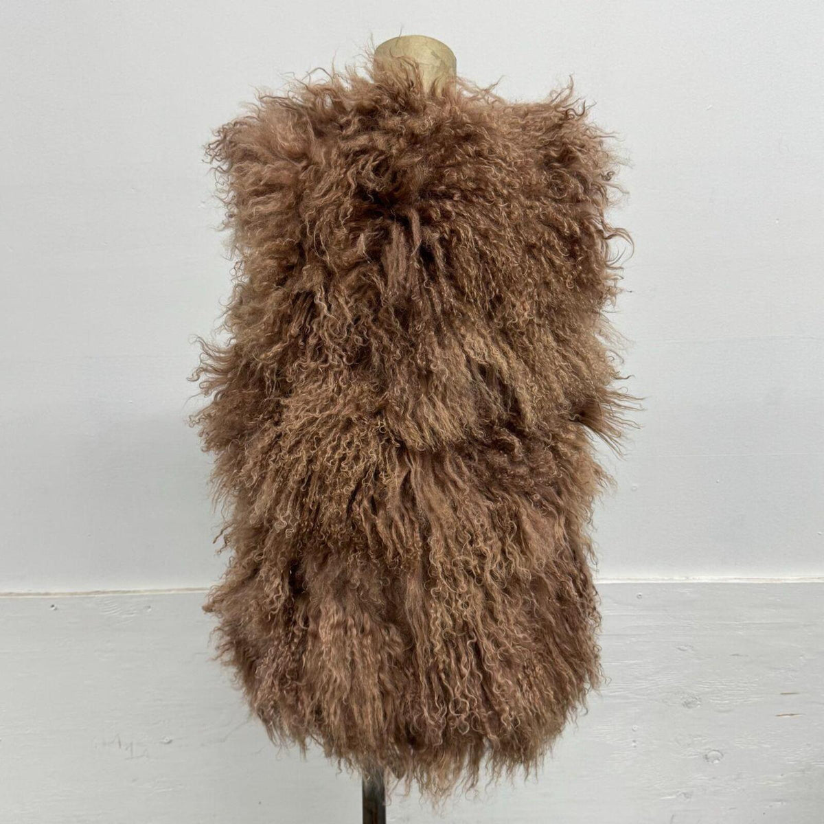 Vintage Taupe Brown Mongolian Lamb Cropped Vest