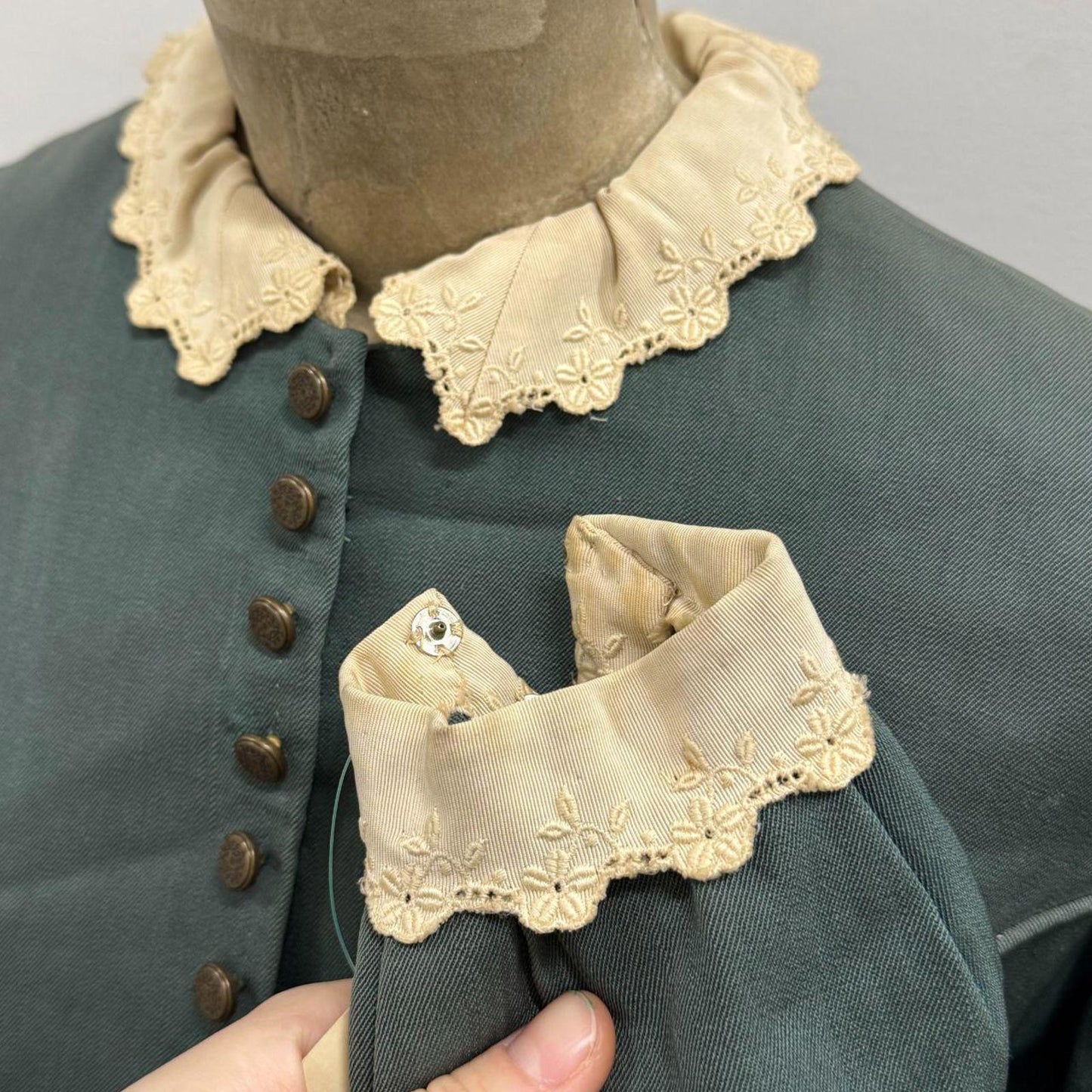 Vintage Dark Green Victorian Style Peplum Bodice 50s does 1800s Film Costume
