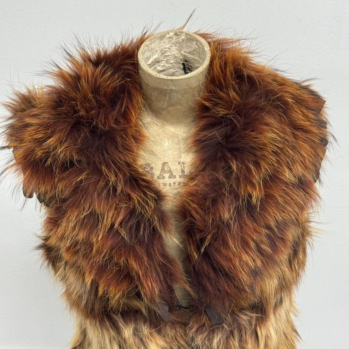 Vintage Fire Brown Avant Garde Leather & Fox Fur Vest Seasky