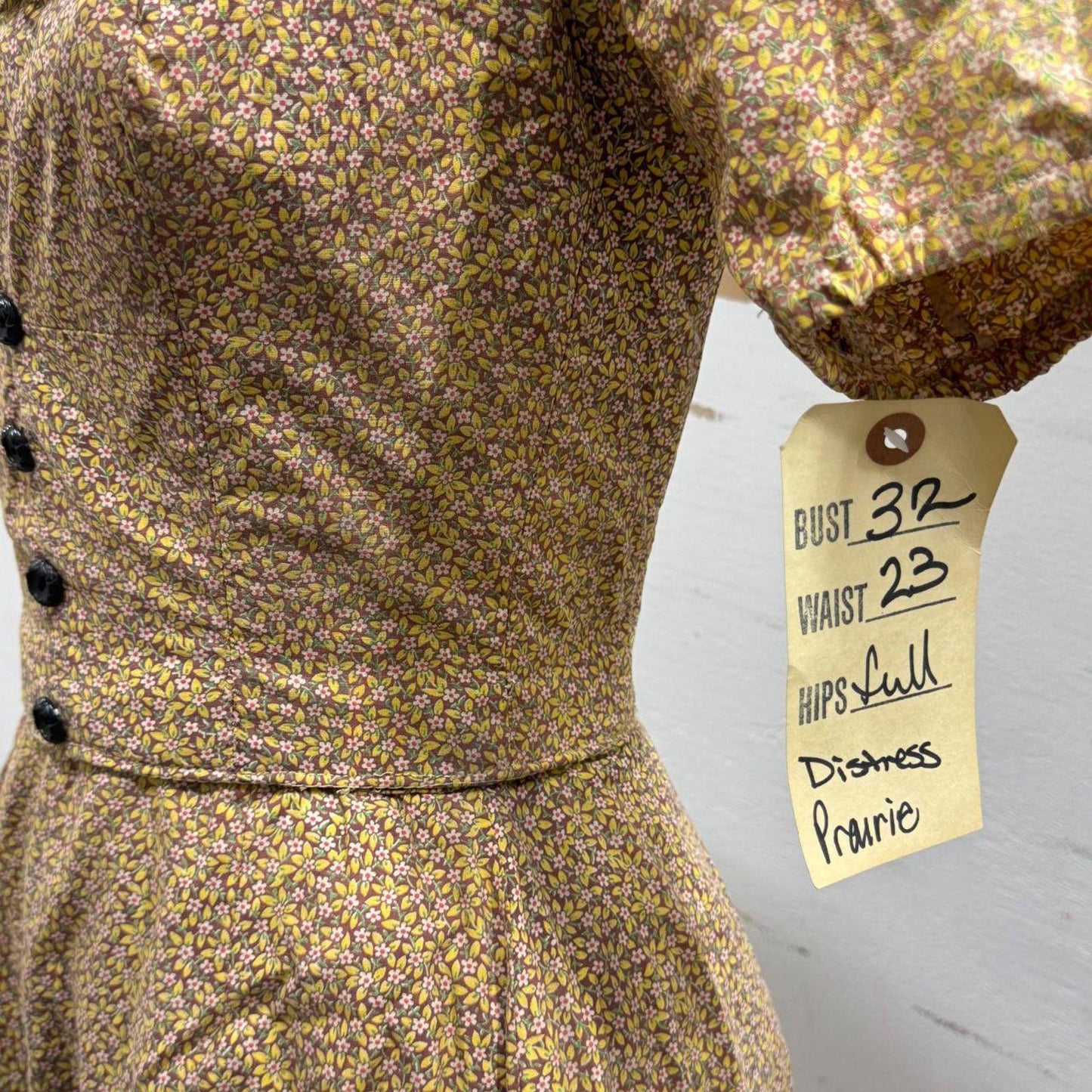 Vintage 50s does 1880s Victorian Tan Cotton Prairie Dress Western Film Costume