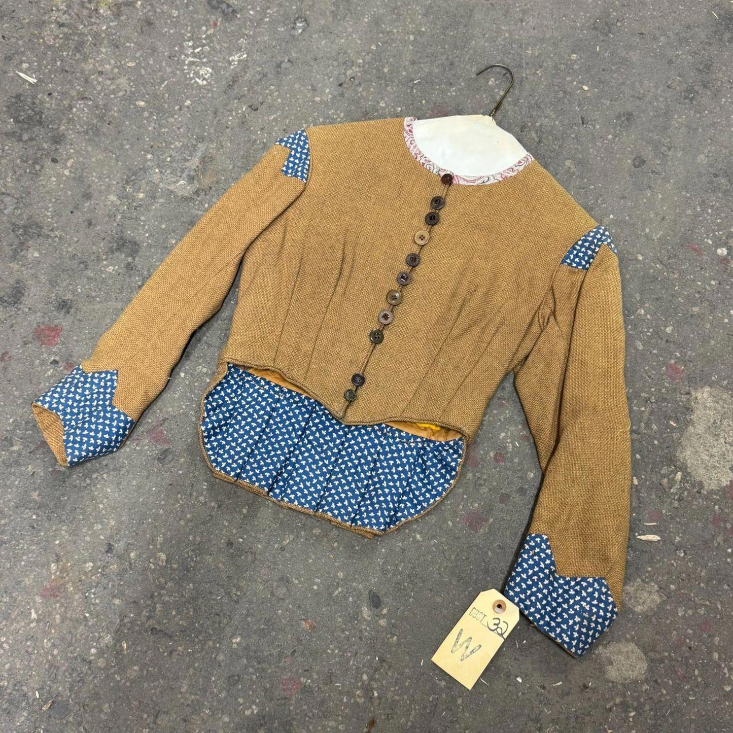 Vintage 40s 50s Does Victorian Antique Style Burlap & Calico Bodice Film Costume