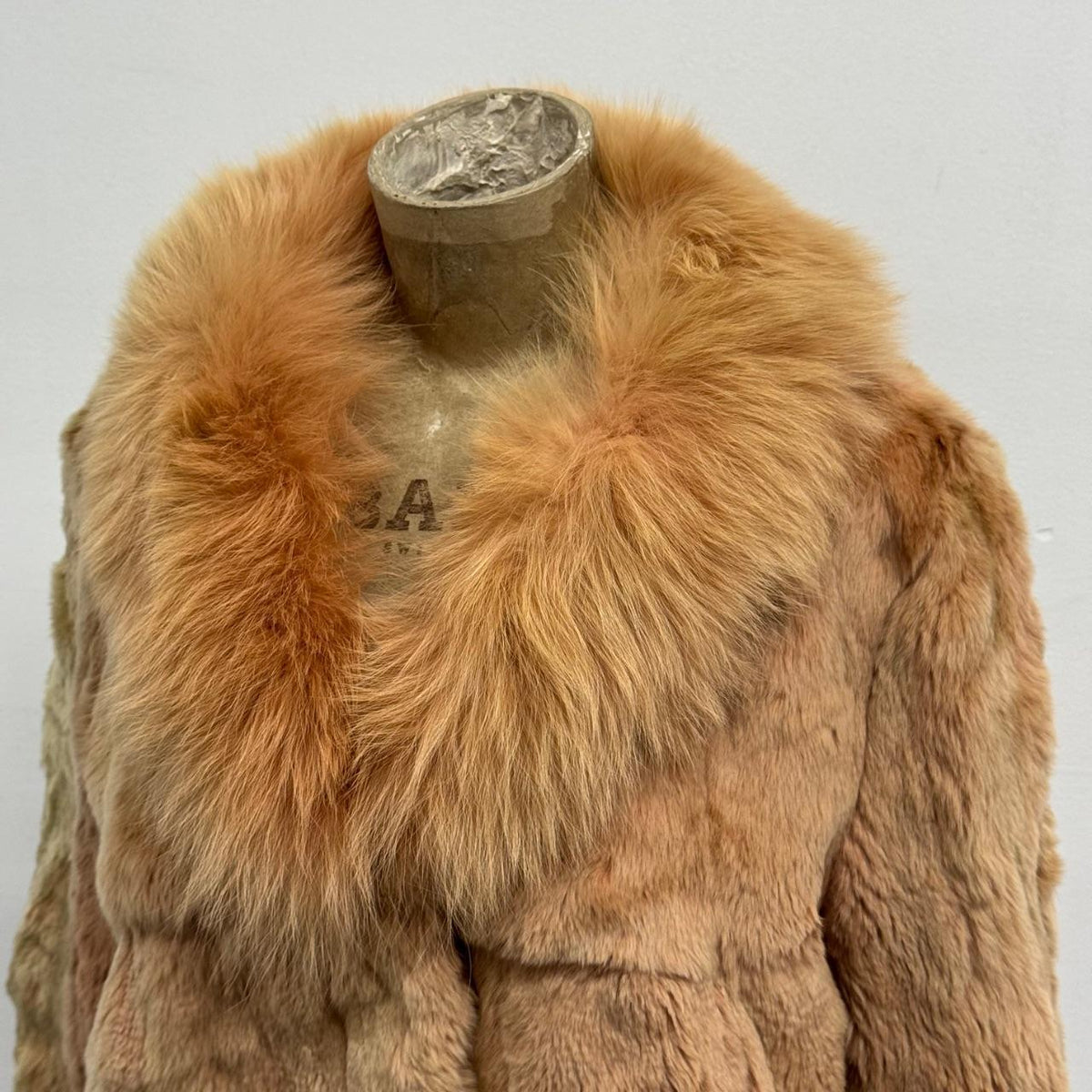 Vintage Y2K Peach Tan Orange Rabbit & Fox Fur Jacket Coat