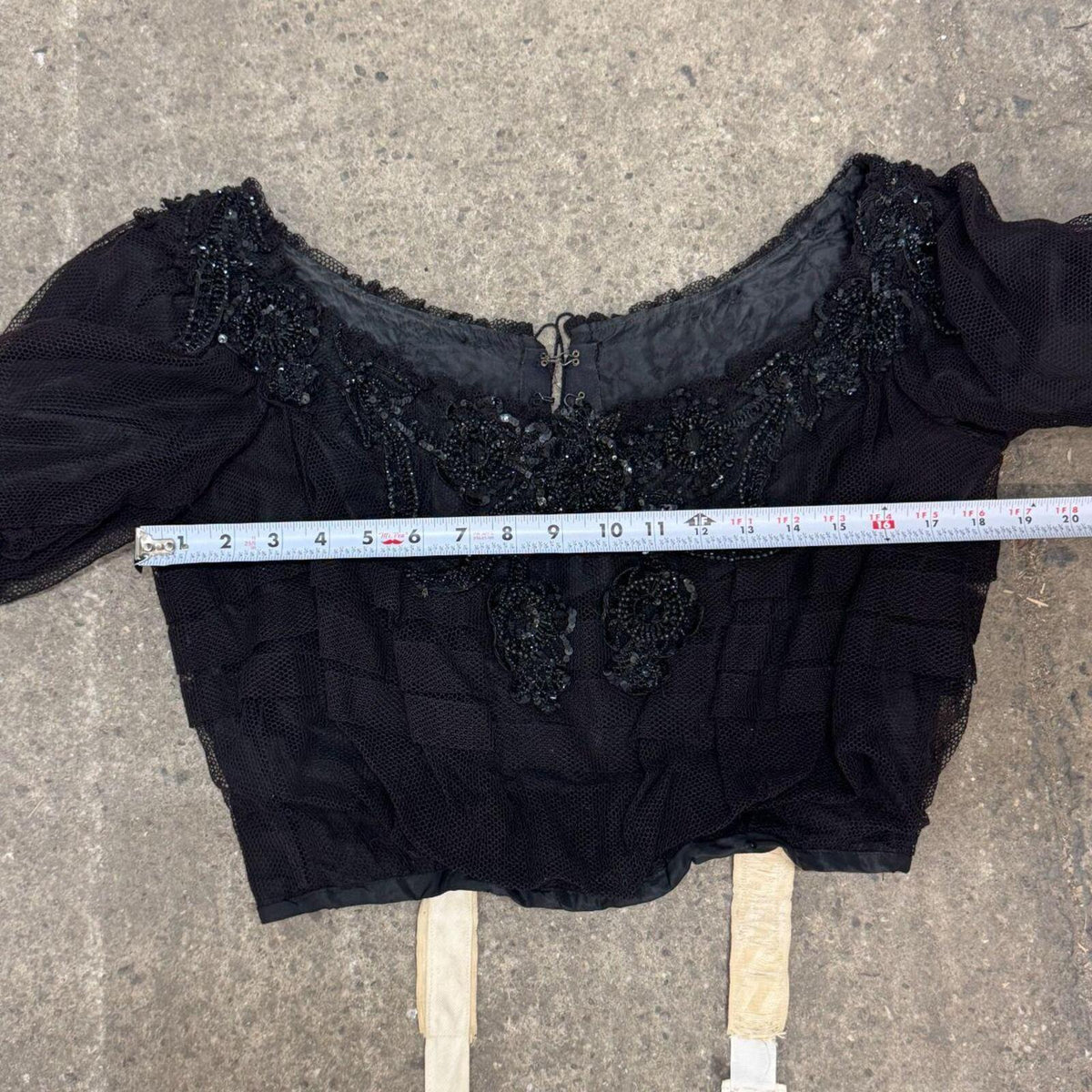 Antique Victorian Black Sequined Mourning Bodice Top
