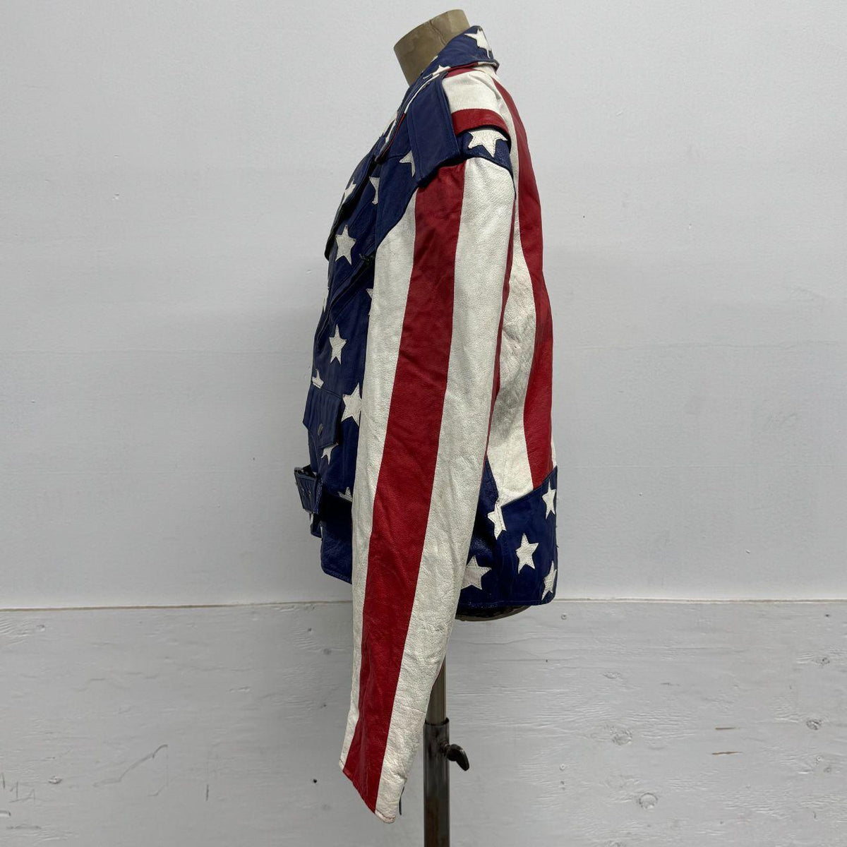 Vintage Genuine Leather "Stars & Stripes" Patriotic Motorcycle Biker Jacket