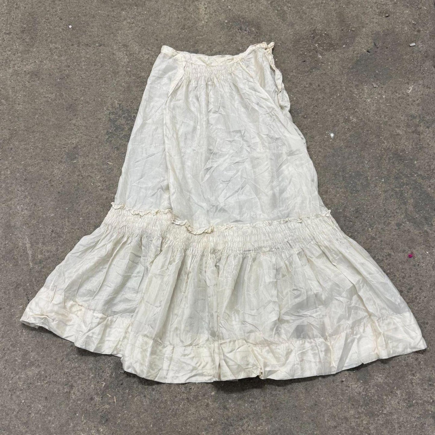 Antique Edwardian Silk Petticoat Slip Skirt XS