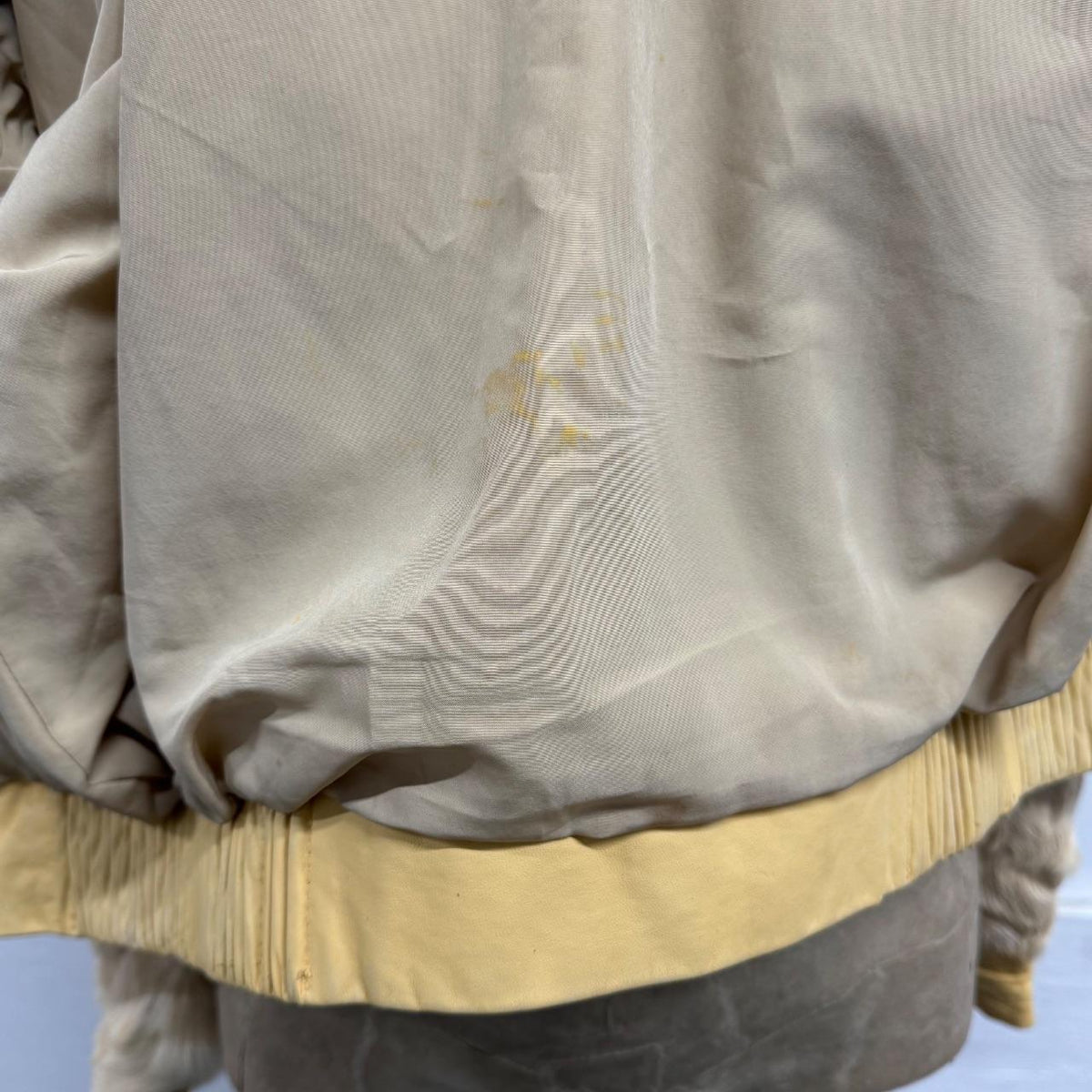 Vintage Y2K Cream Fur Bomber Jacket w Raccoon Fur Collar Yellow Coat
