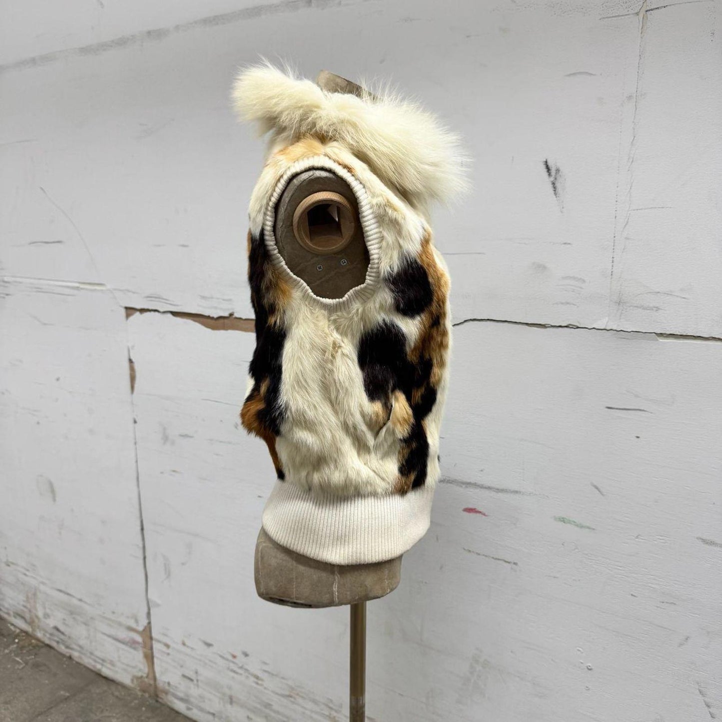 Vintage Y2K Fox & Rabbit Fur Calico Vest