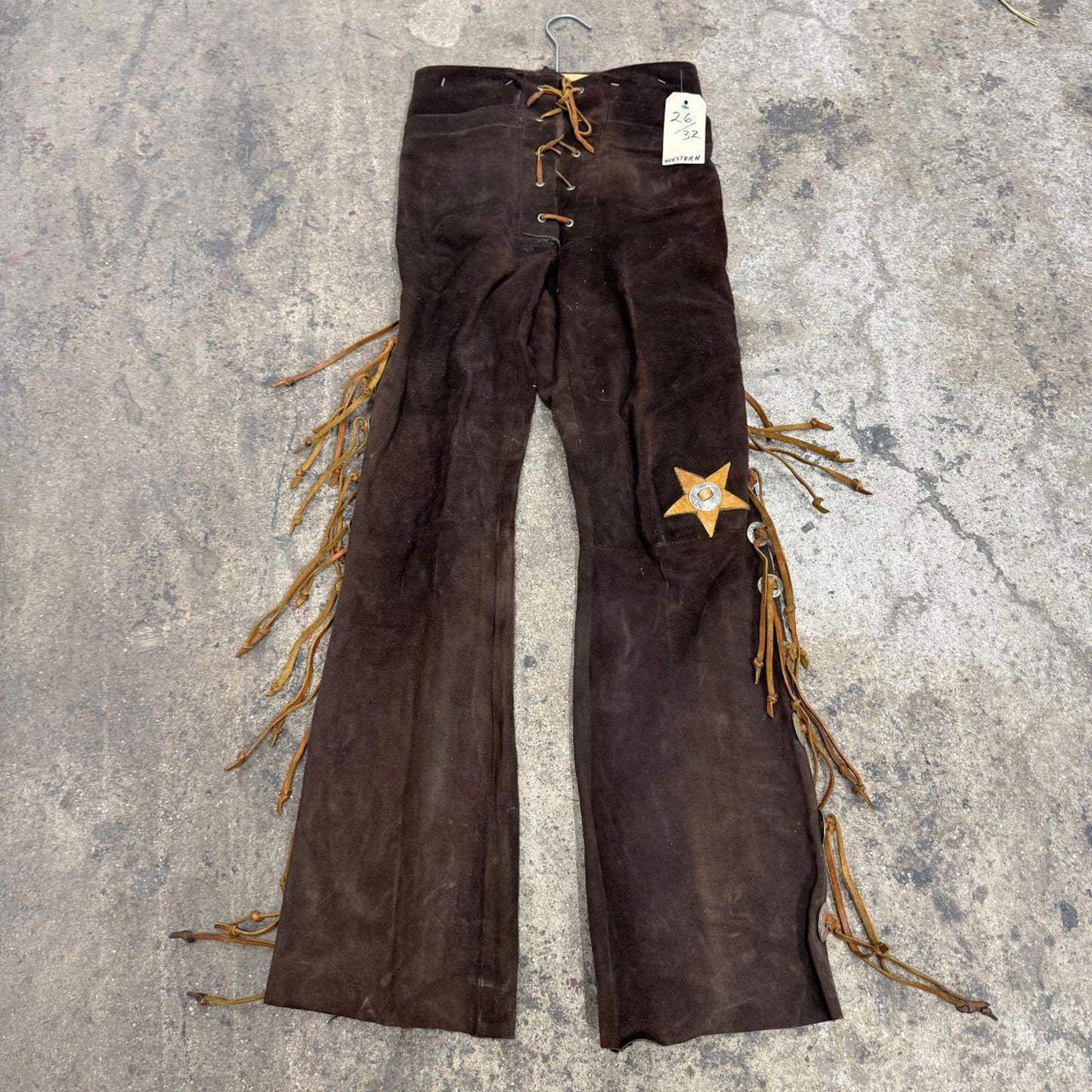 Vintage 40s 50s Brown Suede Western Leather Fringe Trousers