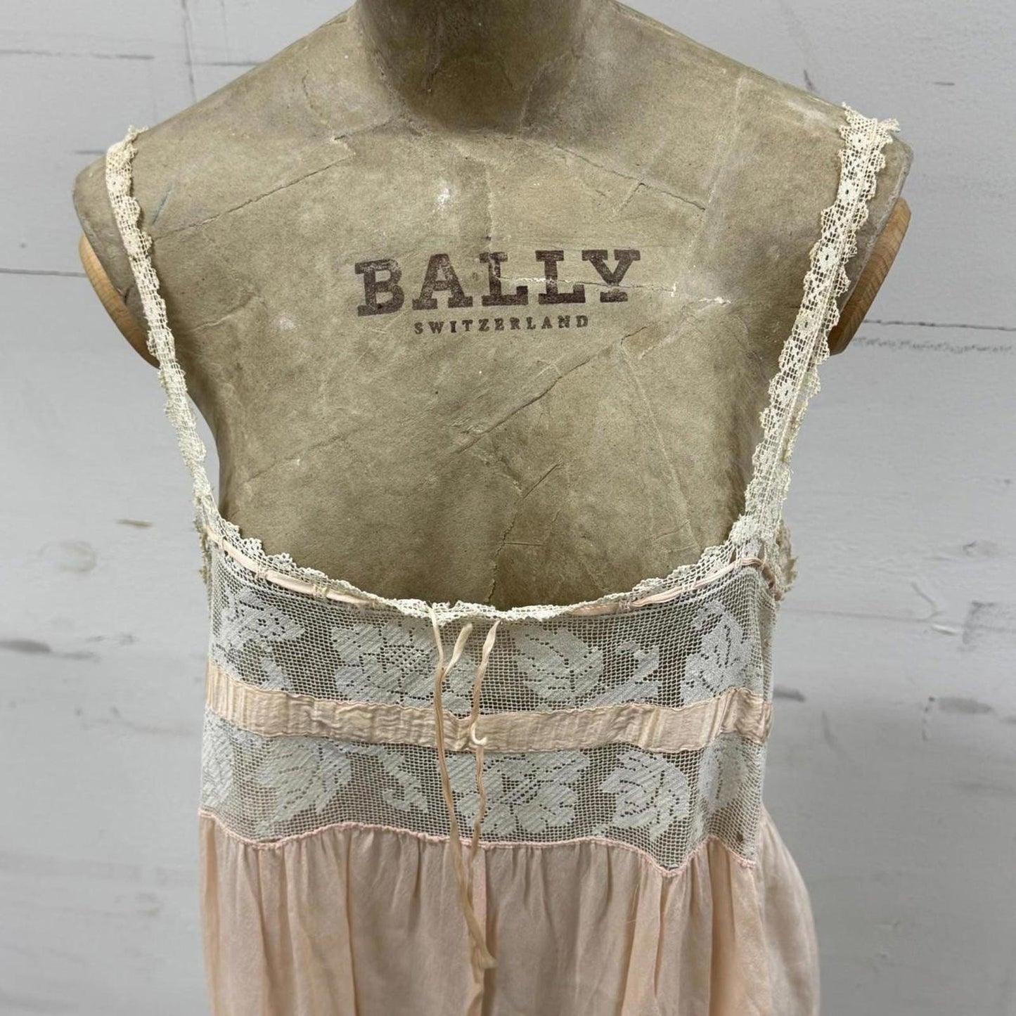 Antique 20s Pink Silk & Filet Lace Step-In Lingerie Teddy