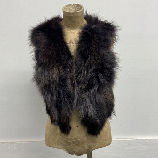 Y2K Vintage Charcoal Gray Genuine Fox Fur Vest