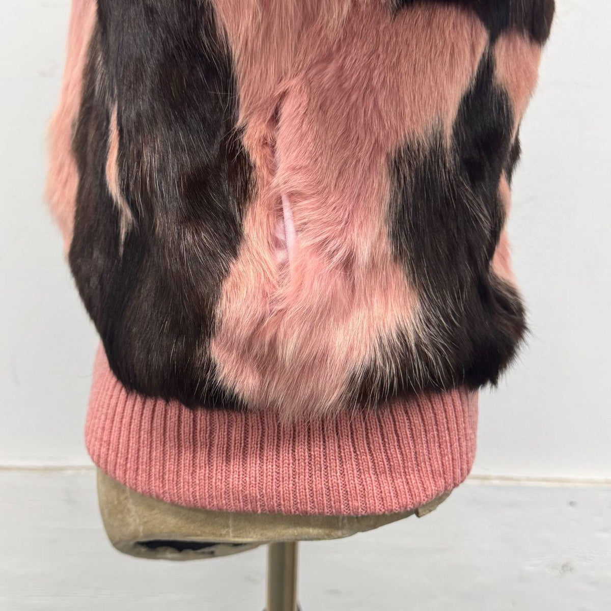 Vintage Y2K Pink Cow Print Rabbit Fur Jacket