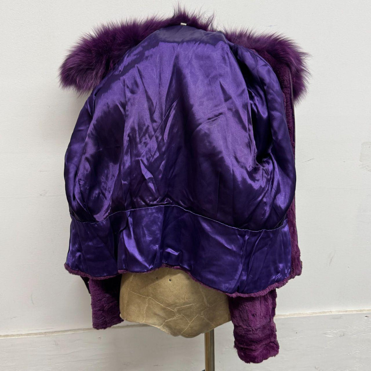 Vintage Y2K Purple Rabbit & Fox Fur Jacket Coat