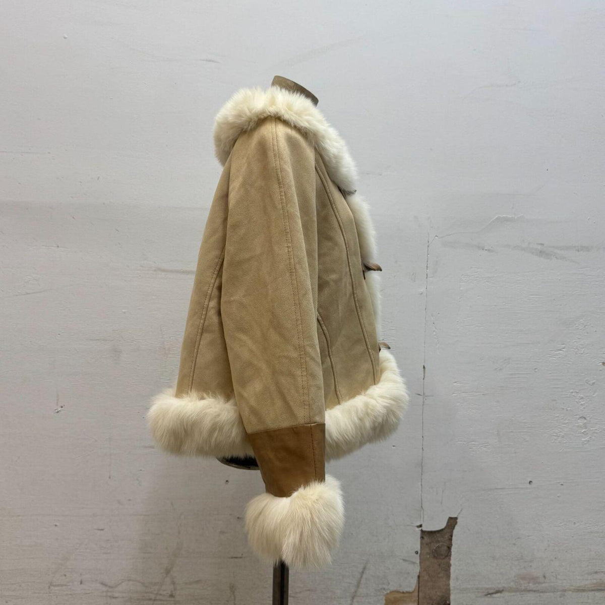 Vintage Y2K Faux Suede & Fox Fur Cropped "Penny Lane" Jacket Coat
