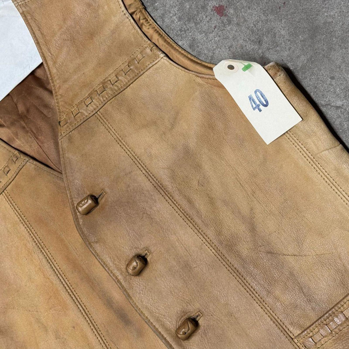 Vintage 60s 70s Suede Buckskin Western Film Costume Vest Ghosted Thrashed
