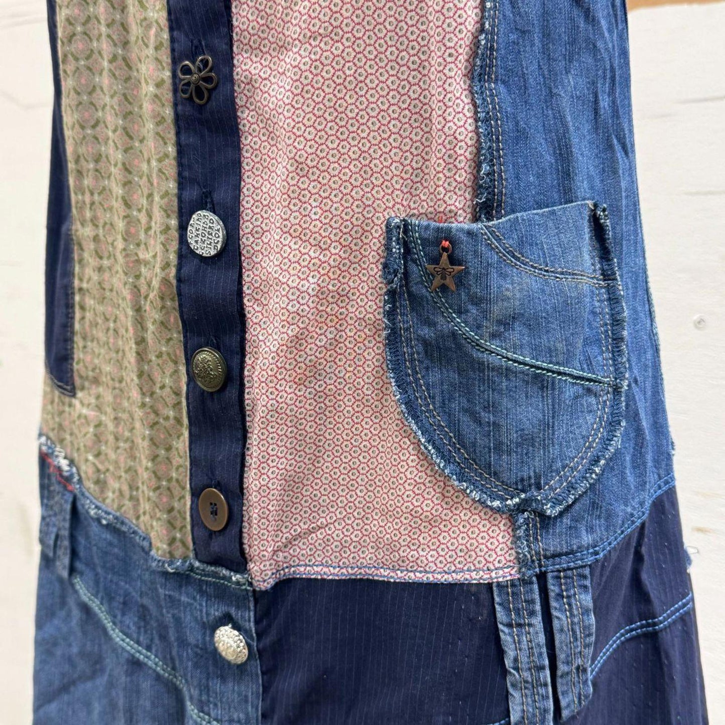 90s/Y2K Vintage La Mode est à Vous Patchwork Denim Mini Dress