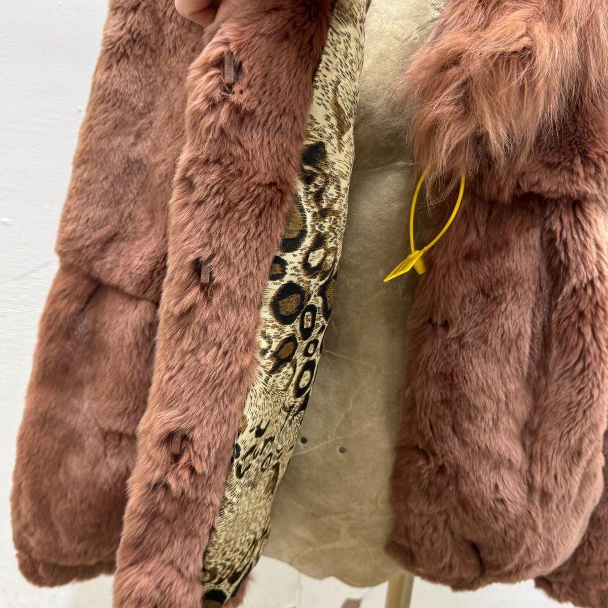 Vintage Warm Brown Rabbit & Fox Fur Jacket Coat