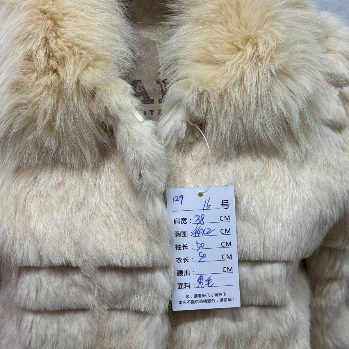 Vintage Y2K Cream Rabbit & Fox Fur Crop Jacket Coat