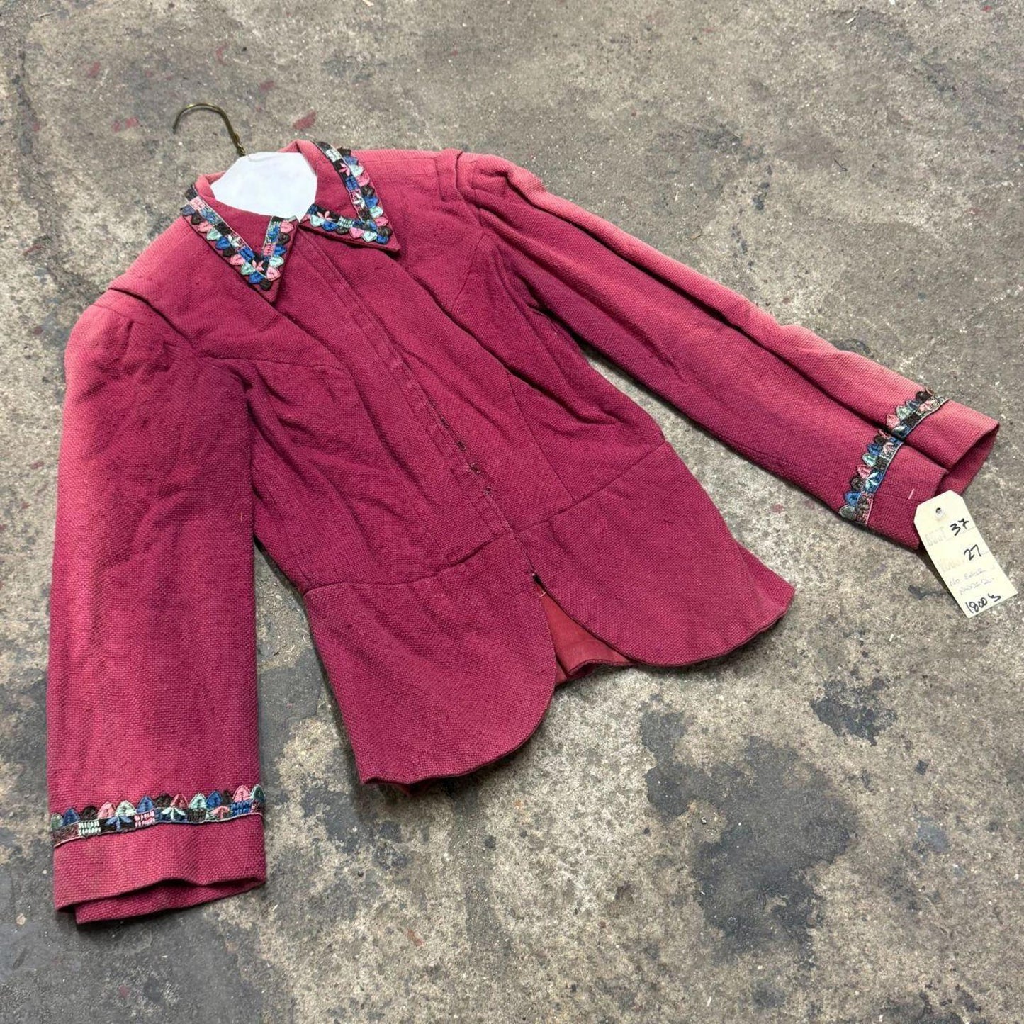 Vintage Film Costume 40s 50s Does Victorian Antique Style Faded Red Bodice S
