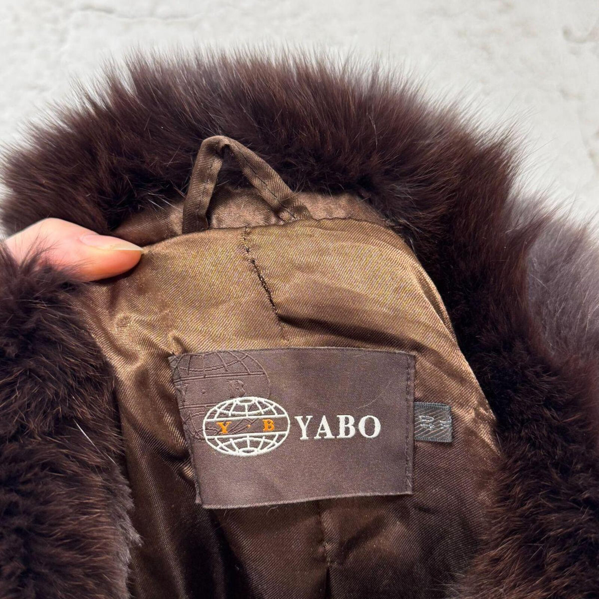 Vintage Brown Rabbit Fur Jacket with Fox Fur Trim Coat