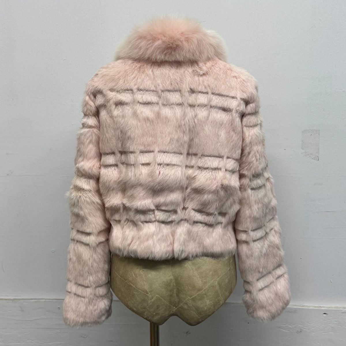 Vintage Y2K Pastel Baby Pink Rabbit & Fox Fur Jacket Coat
