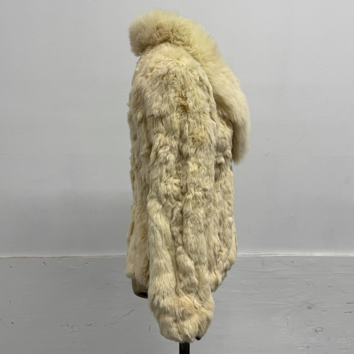 Vintage Y2K Cream Rabbit & Fox Fur Jacket Coat