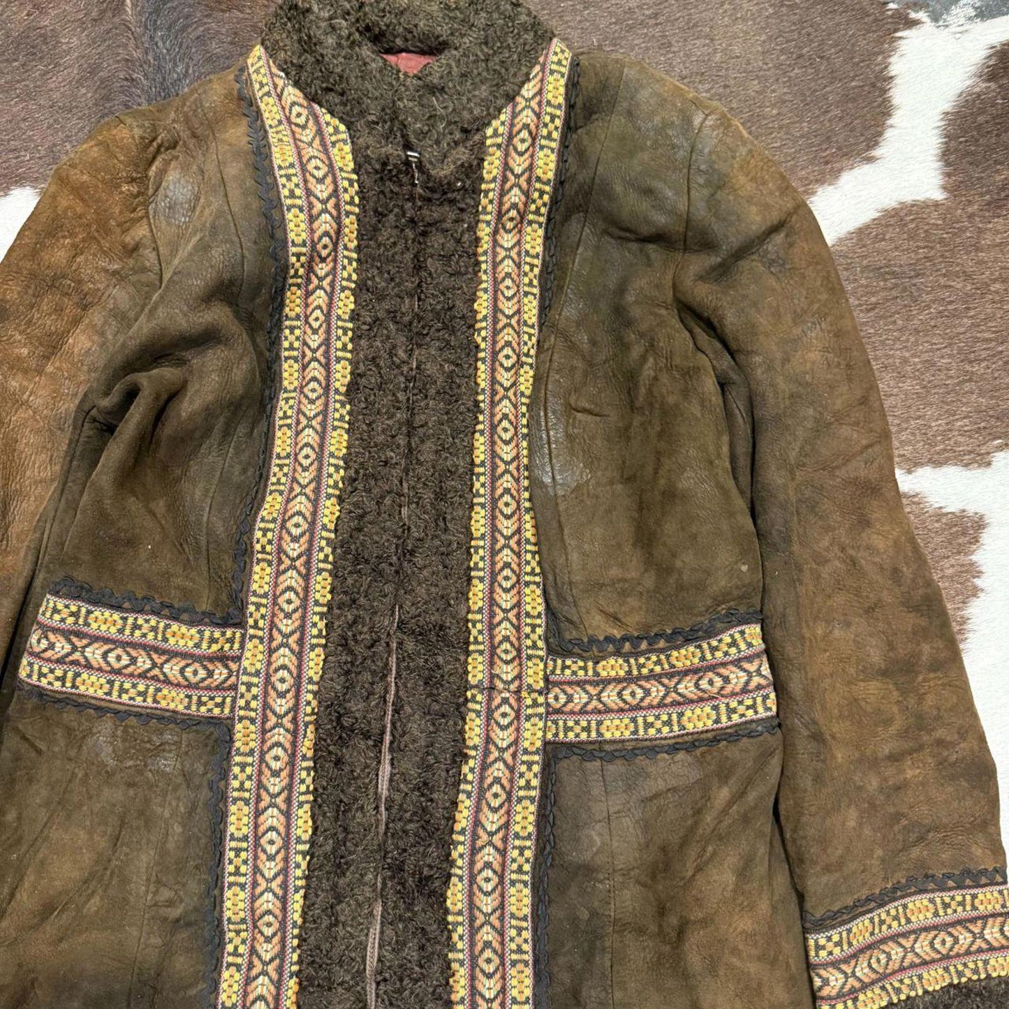 Vintage 70s Embroidered Shearling Afghan Coat