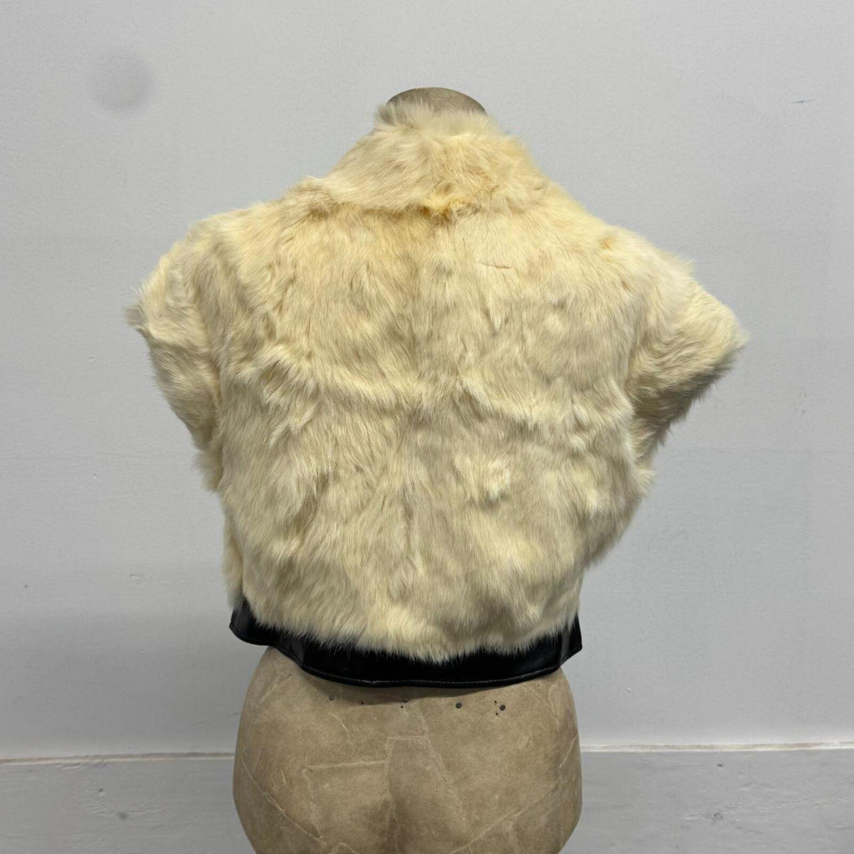 Vintage Rotiny Cream Rabbit Fur Cropped Vest