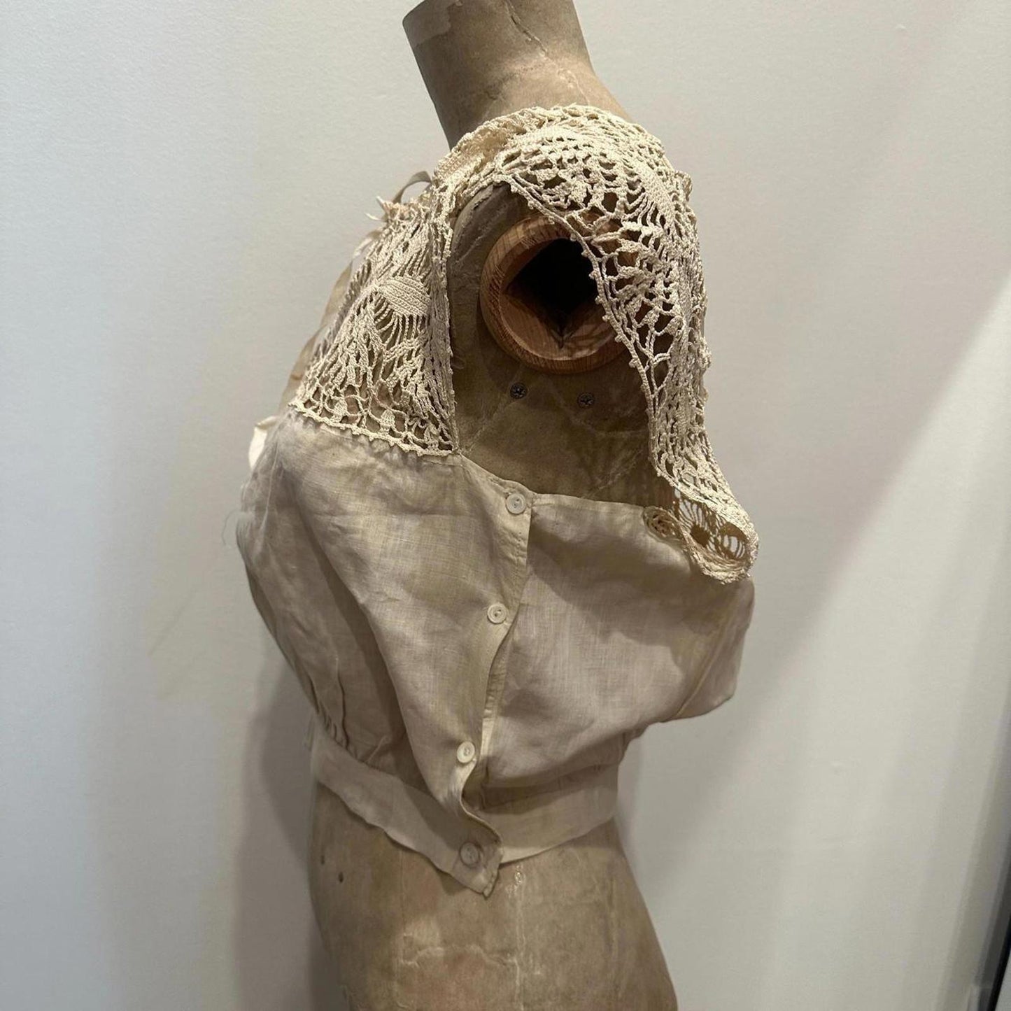 Vintage Edwardian Crochet Lace and Linen Blouse