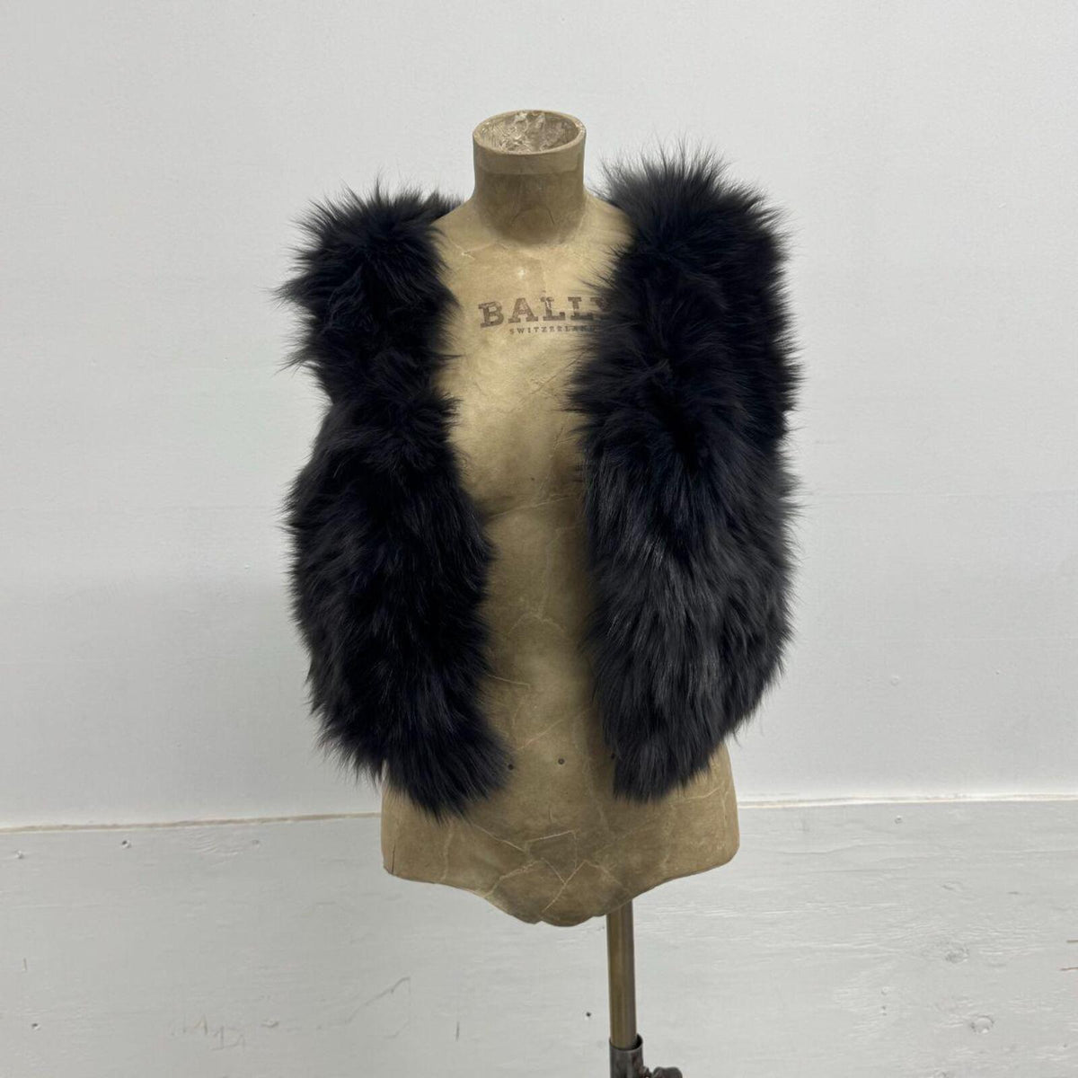 Y2K Vintage Dark Slate Gray Genuine Fox Fur Vest