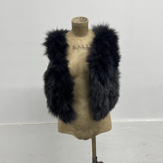 Y2K Vintage Dark Slate Gray Genuine Fox Fur Vest