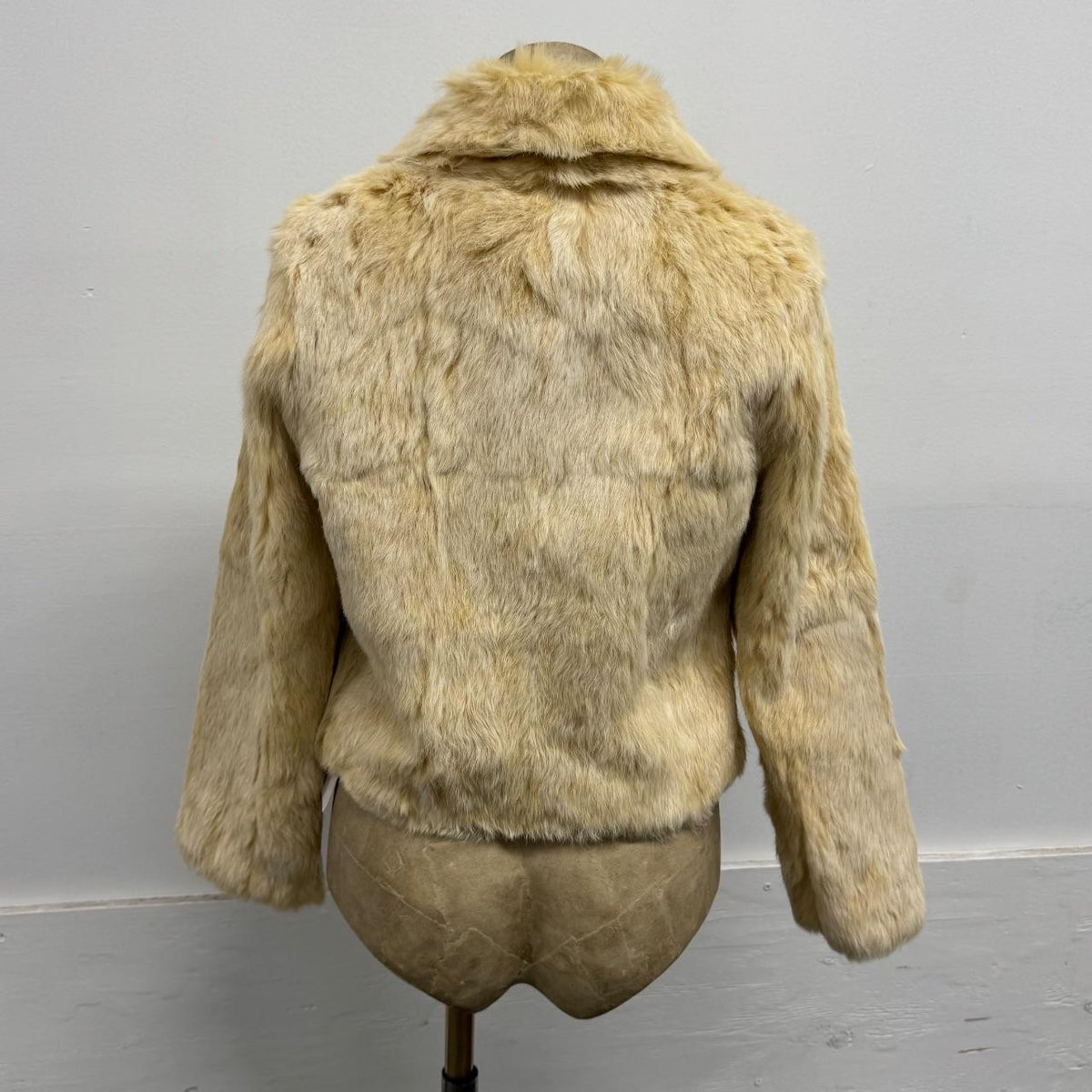 Vintage Cream White Rabbit Fur Jacket Coat