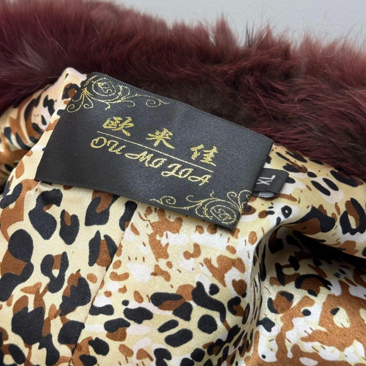 Vintage Burgundy Red Rabbit & Fox Fur Jacket Coat