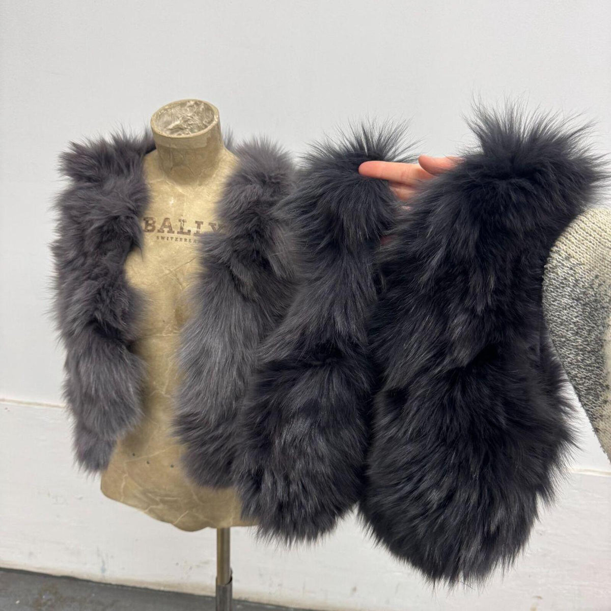Y2K Vintage Light Slate Gray Genuine Fox Fur Vest