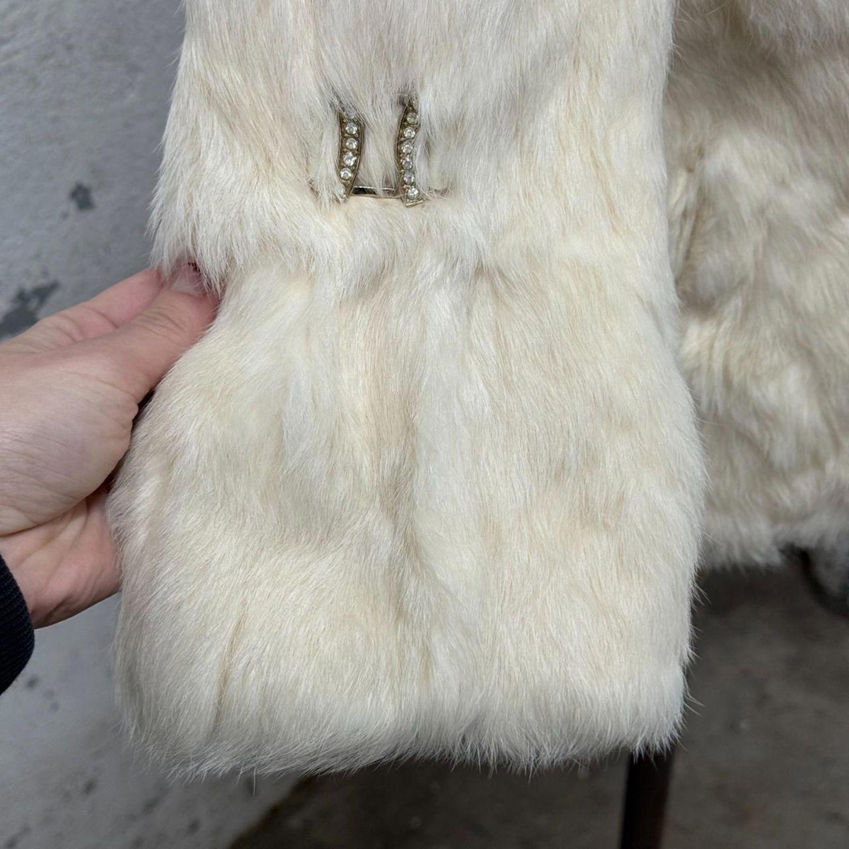 Vintage Y2K Cream Rabbit & Fox Fur Coat