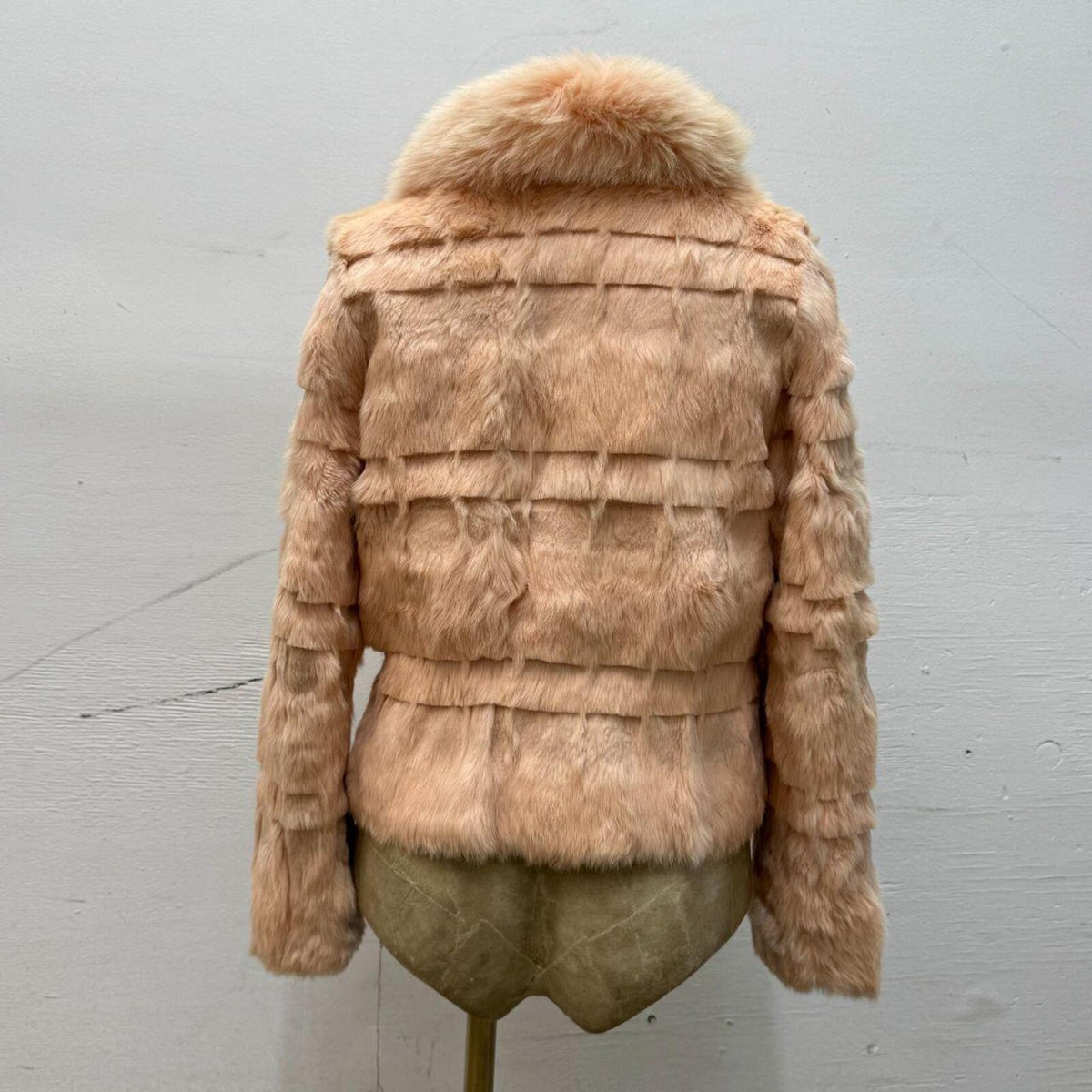 Y2K Vintage Blush Pink Rabbit & Fox Fur Jacket Coat