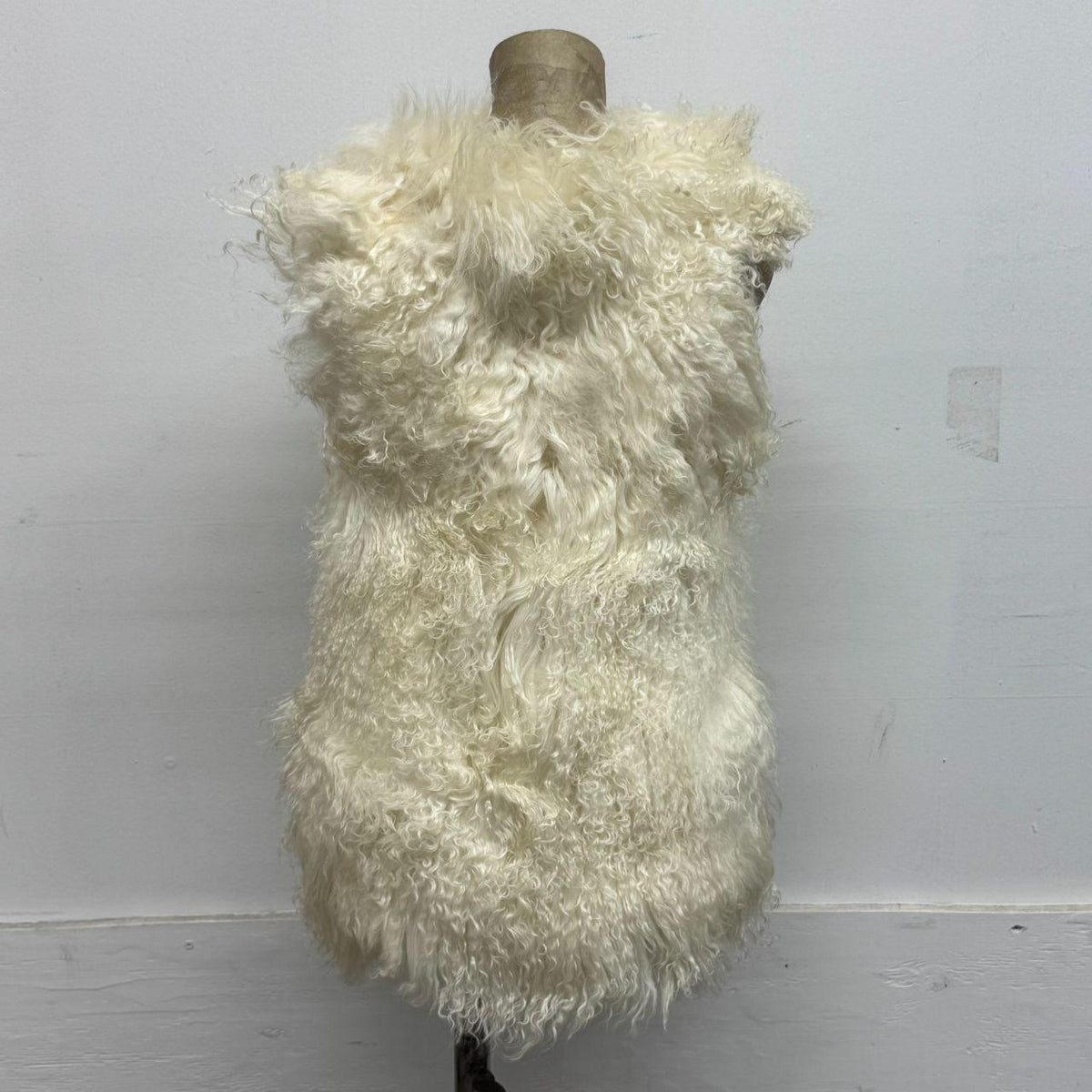 Vintage White Mongolian Lamb Cropped Vest