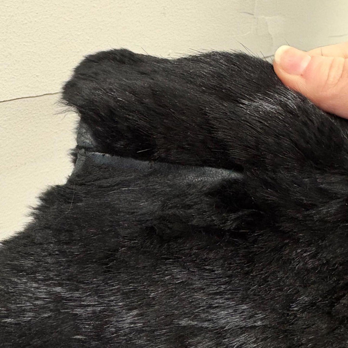 Vintage Black Rabbit Fur Longline Coat