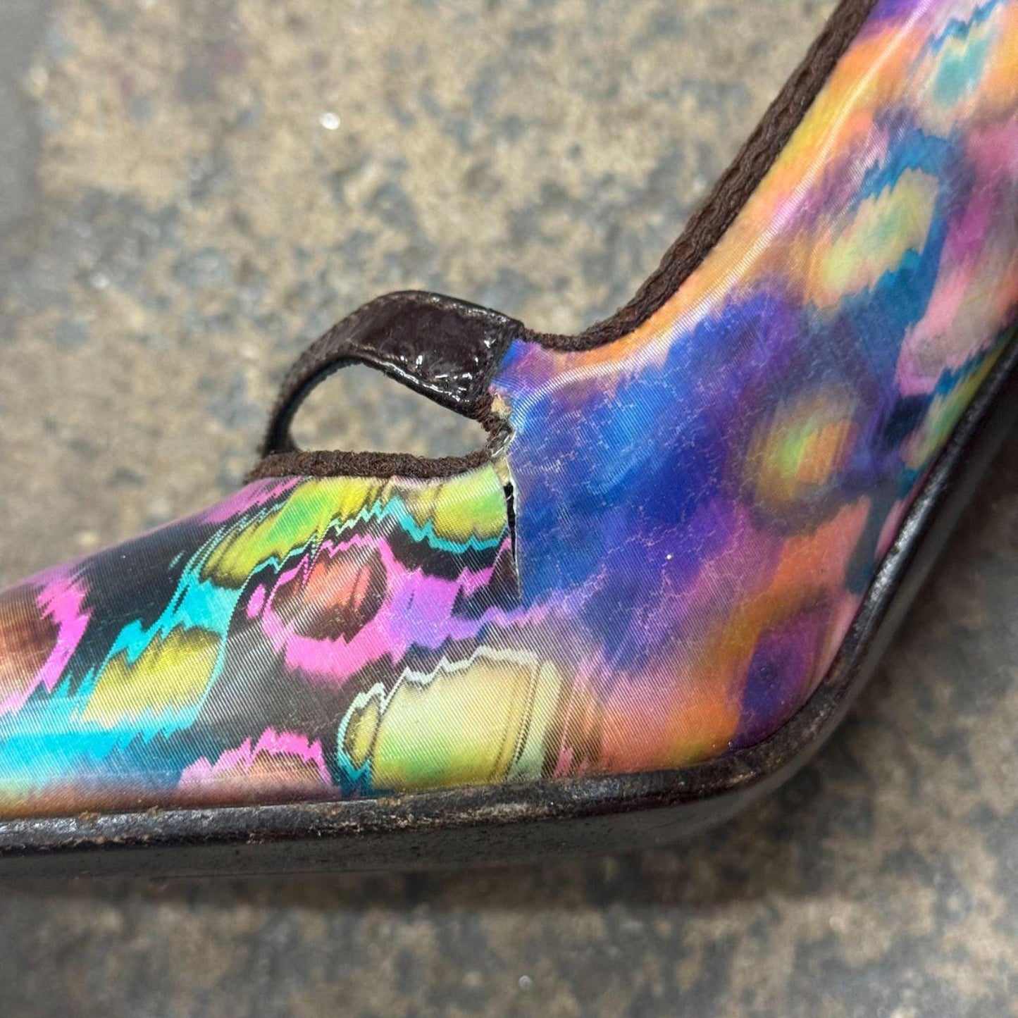 Archival Y2K Miu Miu Holographic Brogue Mary Jane Heels