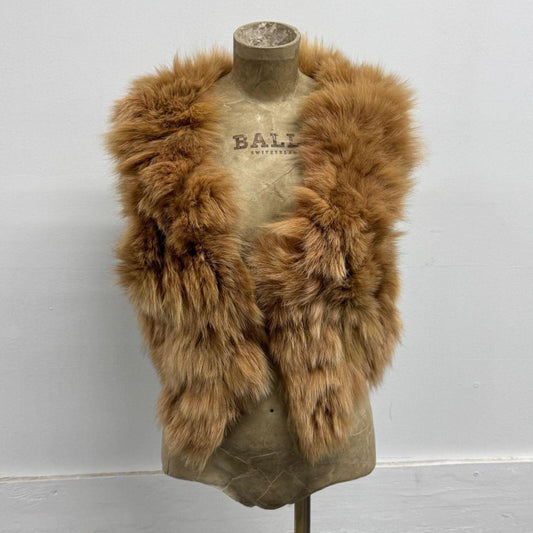Y2K Vintage Tan Brown Genuine Fox Fur Vest