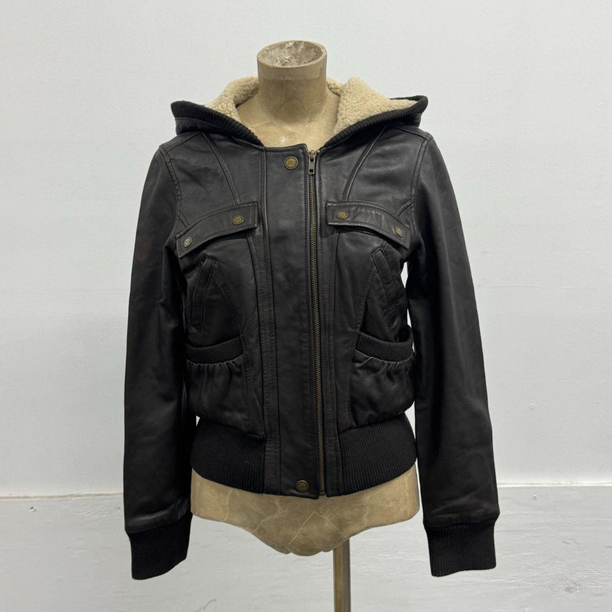 Vintage Azona AO2 Brown Lamb Nappa Leather Split-Hood Aviator Jacket