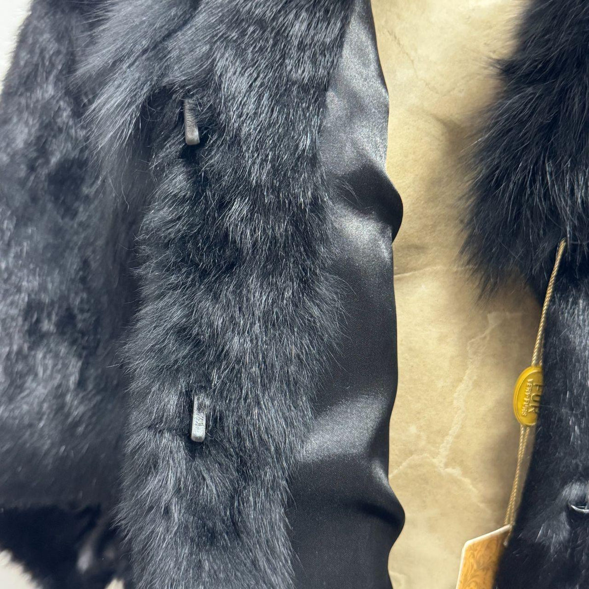 Vintage Y2K Black Rabbit & Fox Fur Jacket Coat
