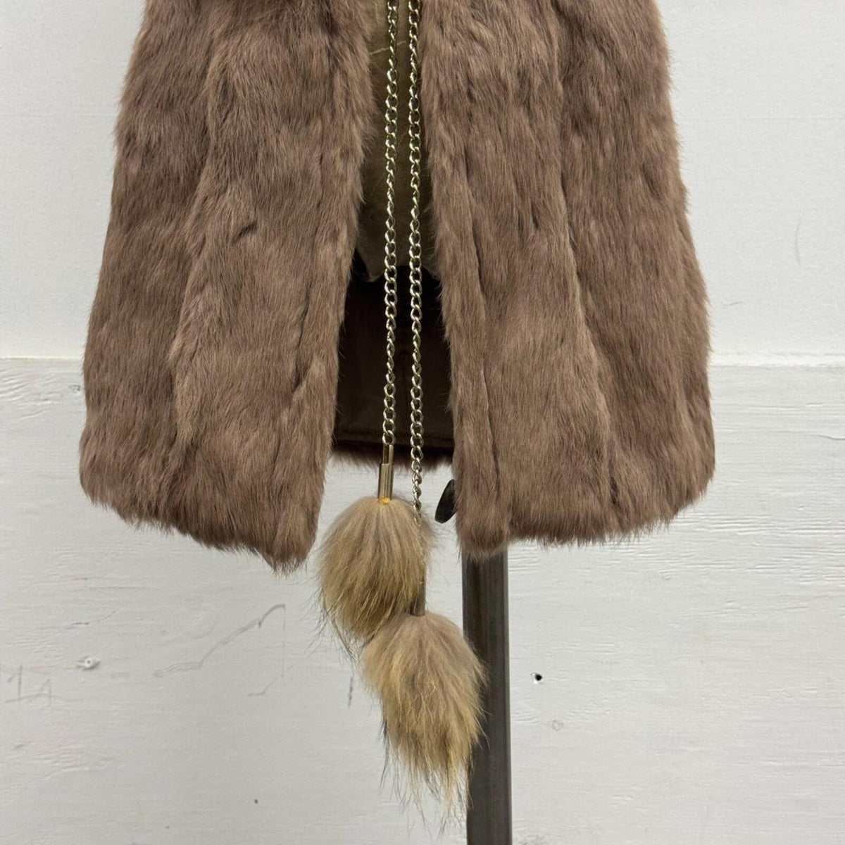 Vintage Y2K Brown Longline Raccoon & Rabbit Fur Vest