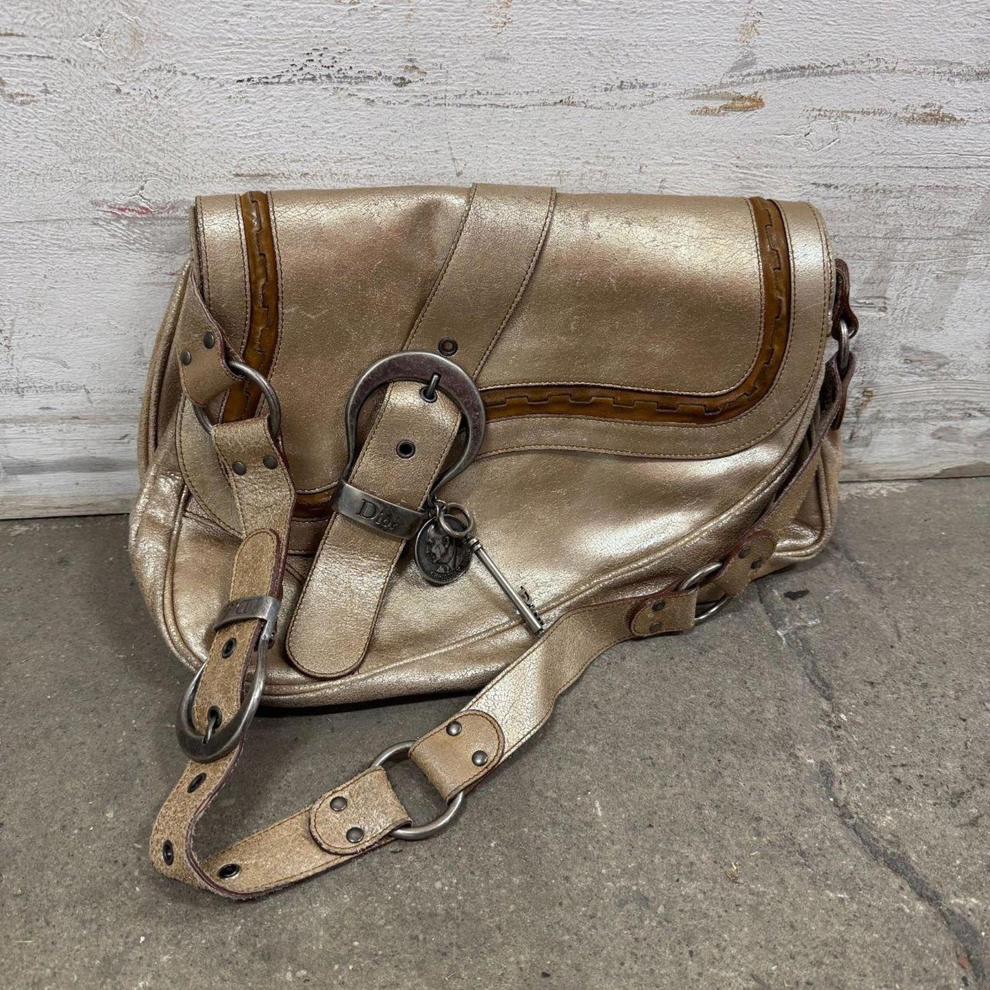 Vintage Dior Metallic Gaucho Saddle Bag Galliano SS06