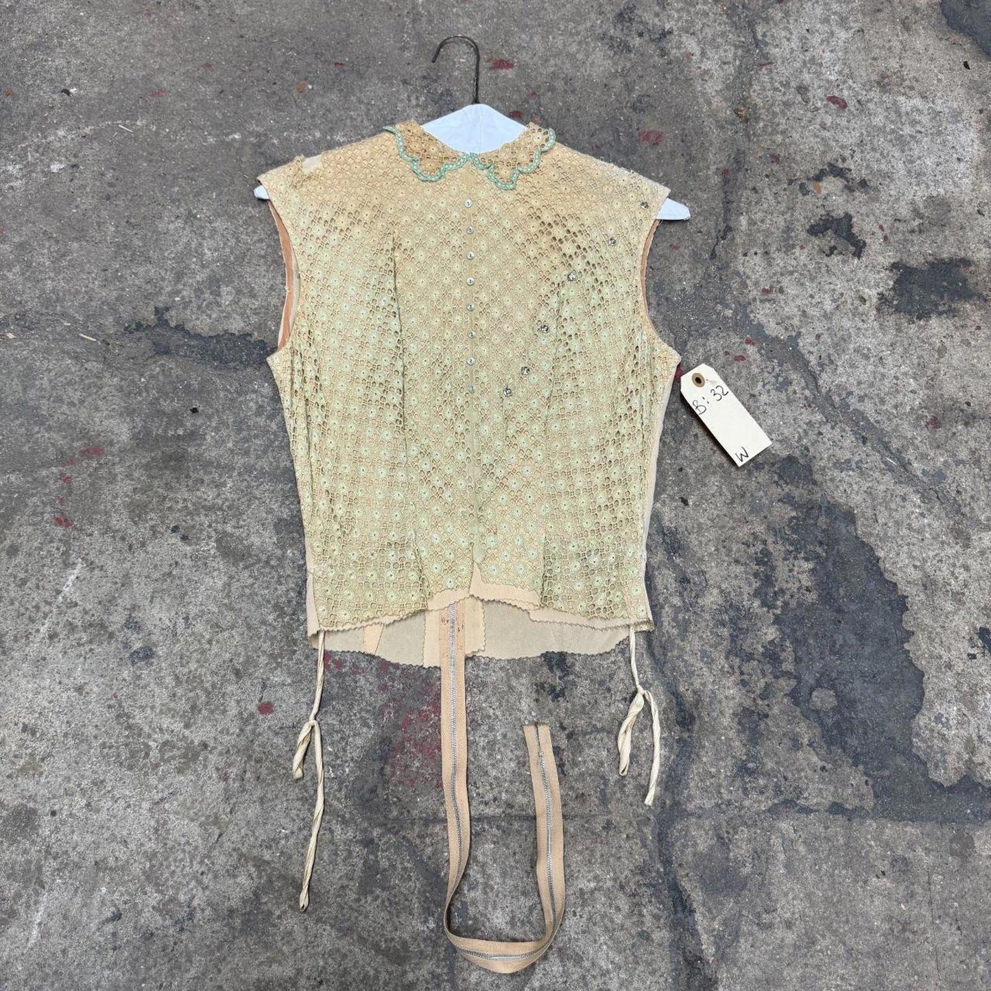 Vintage 50s does Edwardian Sage Green & Cream Sheer Blouse Film Costume